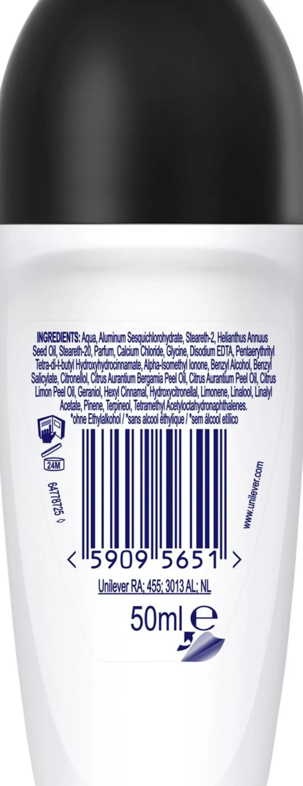 REXONA ROLL-ON WOMAN INVISIBLE ON BLACK AND WHITE CLOTHES 50 ML