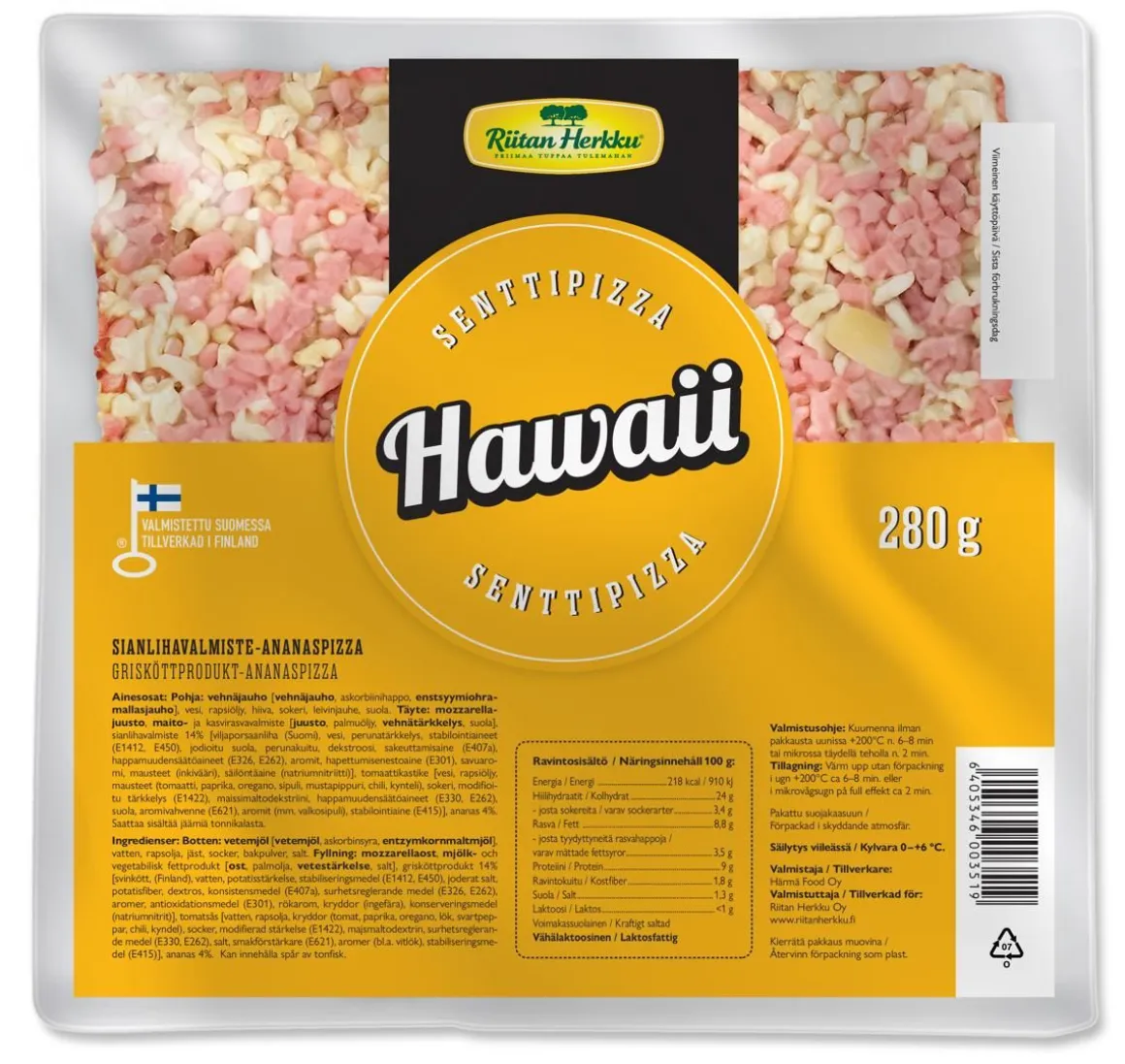 RIITAN HERKKU SENTTIPIZZA HAWAII 280 G
