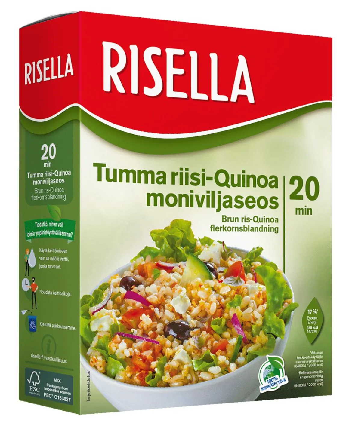 RISELLA TUMMA RIISI-QUINOA MONIVILJA 800 G