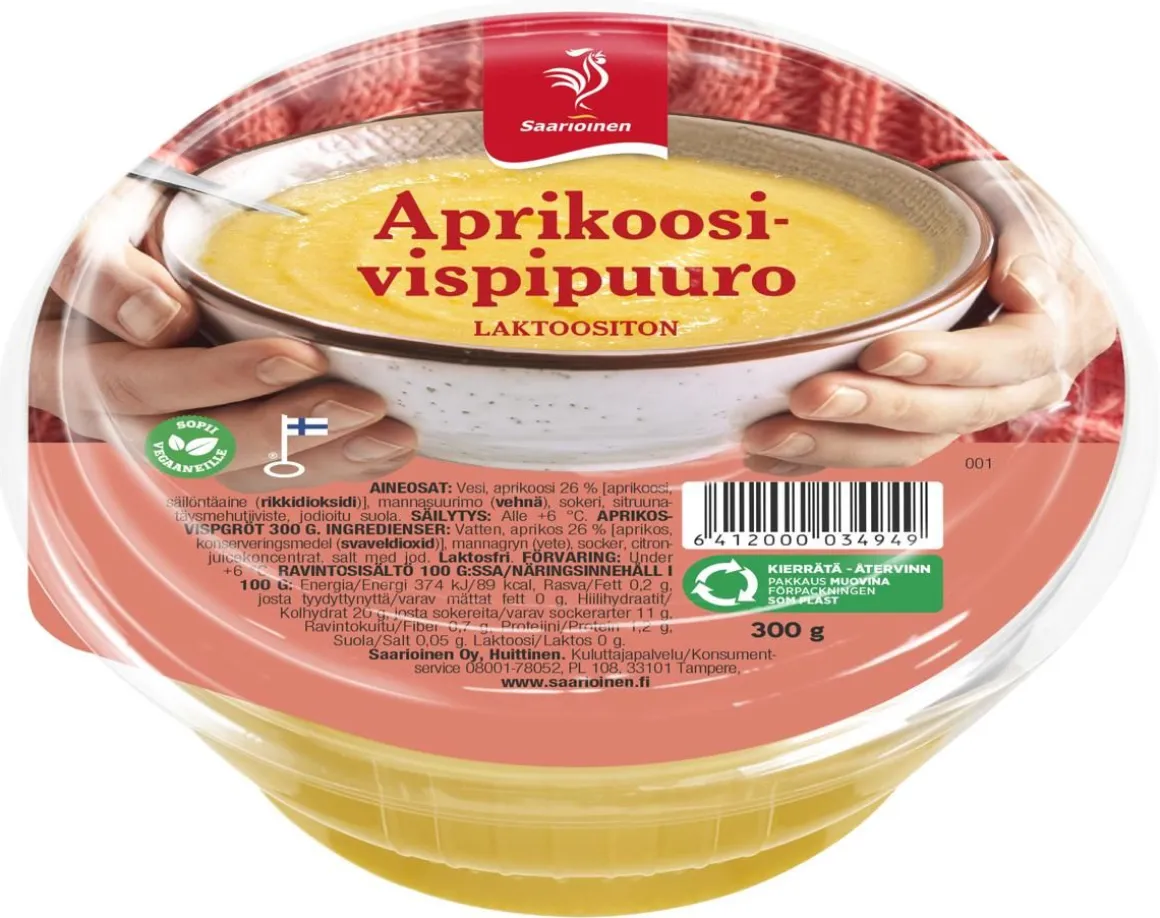 SAARIOINEN APRIKOOSIVISPIPUURO 300 G