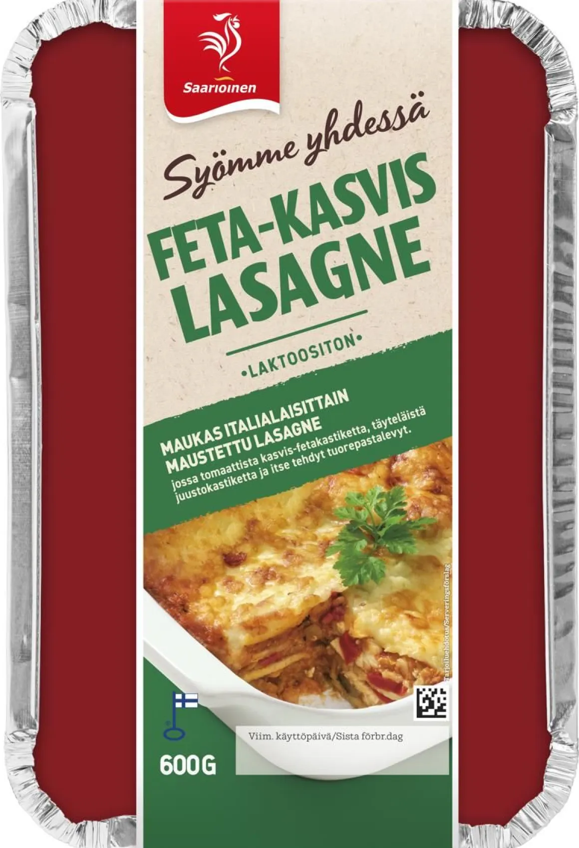 SAARIOINEN FETA-KASVISLASAGNE 600 G
