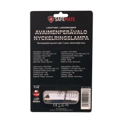 SAFEMATE AVAIMENPERÄVALO LADATTAVA 400LM +HÄLYTIN, MUSTA
