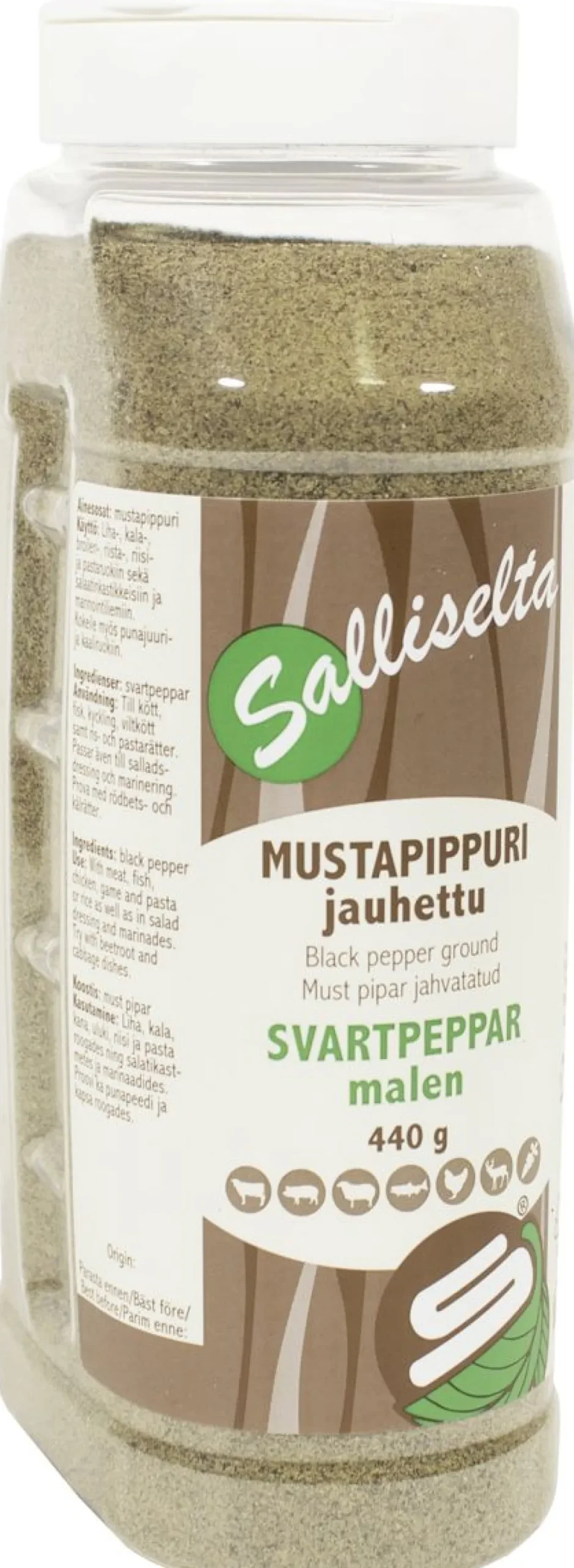 SALLINEN MUSTAPIPPURI JAUHETTU 440 G