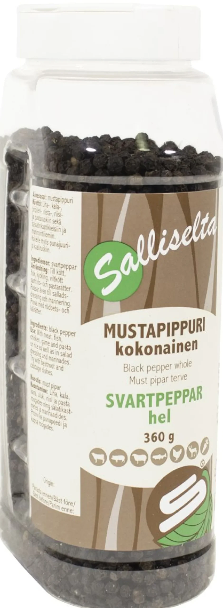 SALLINEN MUSTAPIPPURI KOKONAINEN 360 G