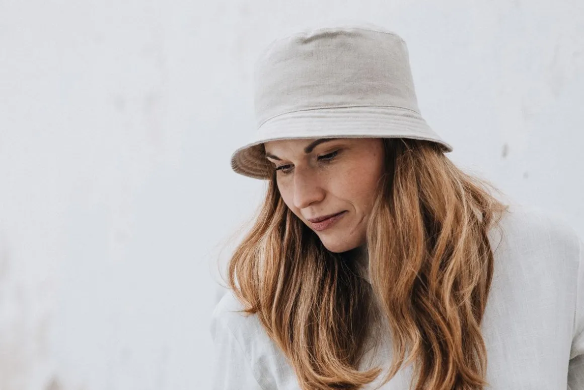 SALON BUCKET HAT LINEN PASTEL, BEIGE, 59
