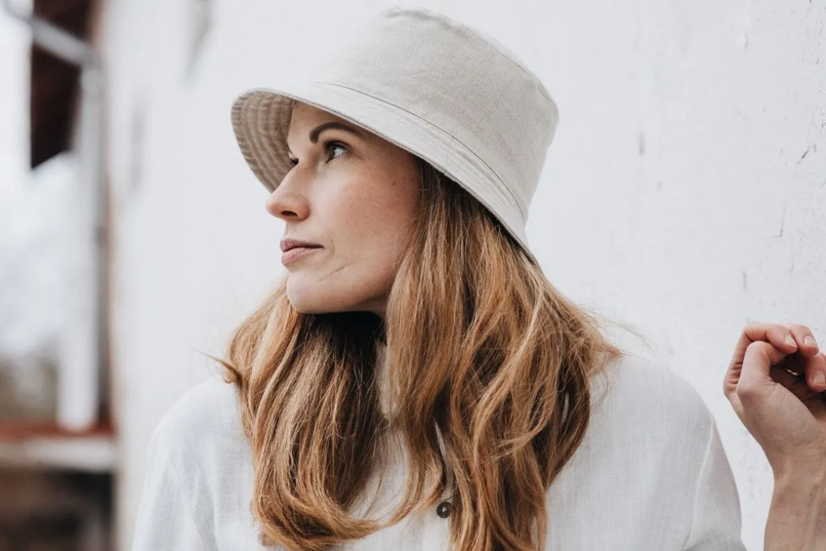 SALON BUCKET HAT LINEN PASTEL, BEIGE, 59
