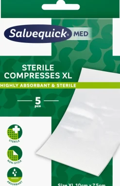 SALVEQUICK MED STERILE COMPRESSES XL STERIILI SIDETAITOS 5 KPL