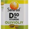 SANA-SOL D-VITAMIINI 50MIKROGR. OLIIVIÖLJY KAPSELI 180 KPL