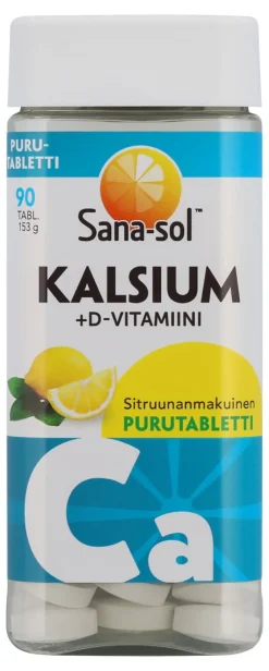 SANA-SOL KALSIUM+D-VITAMIINI PURUTAB SITRUUNA 90 KPL