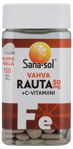 SANA-SOL RAUTA 50MG+C-VITAMIINI VAHVA TABLETTI 150 KPL