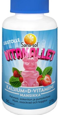 SANA-SOL VITANALLET KALSIUM+ D-VITAMIINI 90 KPL