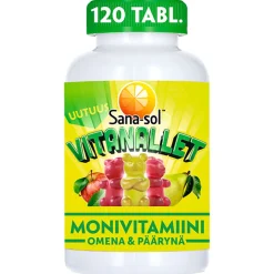 SANA-SOL VITANALLET MONIVITAMIINI OMENA-PÄÄRYNÄ 120 KPL