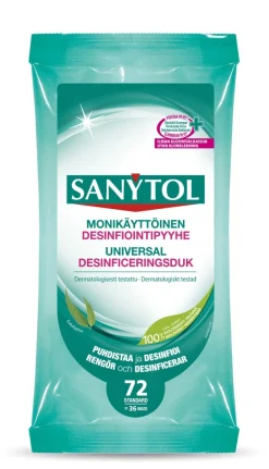SANYTOL MONIKÄYTTÖINEN DESINFIOINTIPYYHE 72KPL 72 KPL