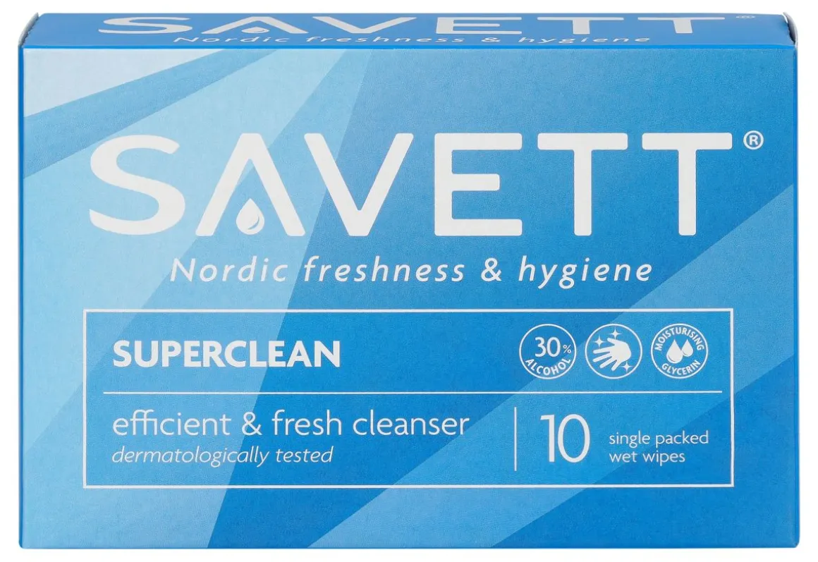 SAVETT SUPER CLEAN KOSTEUSPYYHE 10 KPL