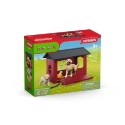 SCHLEICH FARM WORLD KENNELLI JA 2 KULTAISTA NOUTAJAA