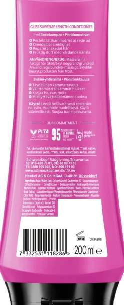 SCHWARZKOPF GLISS SUPREME LENGTH HOITOAINE 200 ML