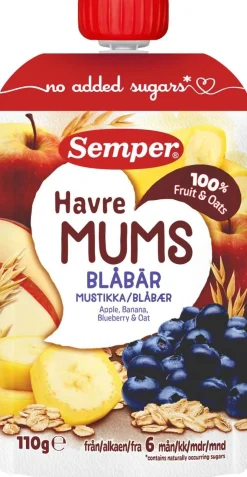 SEMPER FRUKTMUMS MUSTIKKA & KAURA 110 G