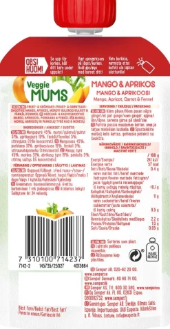 SEMPER FRUKT VEGGIE MUMS 6KK MANGO 110 G