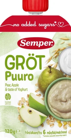 SEMPER PUURO JOGURTTI-OMENA-PÄÄRYNÄ 6KK 120 G