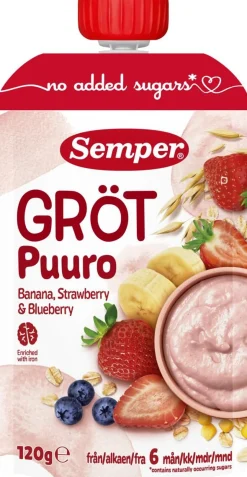 SEMPER PUURO MANSIKKA-BANAANI 6+ 120 G
