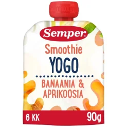 SEMPER SMOOTHIE BANAANIA, APRIKOOSIA JA JOGURTTIA 90 G