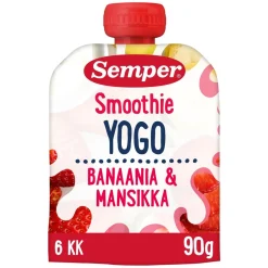 SEMPER SMOOTHIE BANAANIA, MANSIKKAA JA JOGURTTIA 90 G