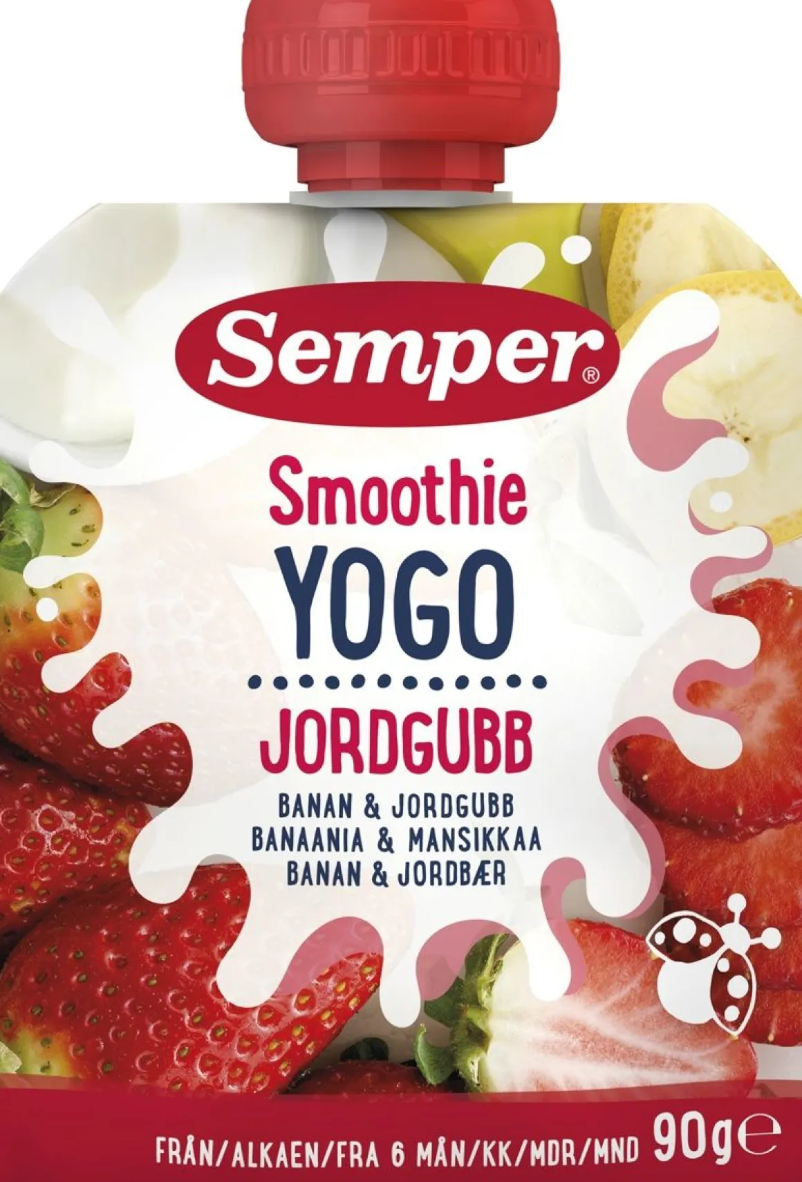 SEMPER SMOOTHIE BANAANIA, MANSIKKAA JA JOGURTTIA 90 G