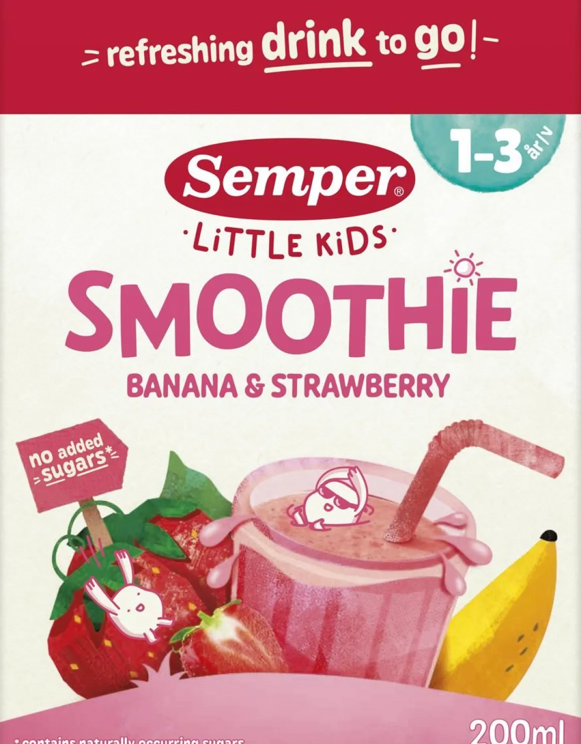 SEMPER SMOOTHIE BANAANI-MANSIKKA 1V 200 ML