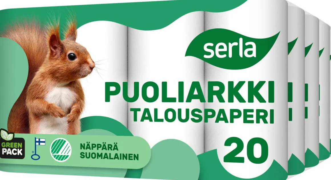 SERLA SÄKKI PUOLIARKKI TALOUSPYYHE 20RL 20 KPL