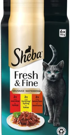 SHEBA ANNOSP. FRESH&FINE 6*50G SEKOITUS HÄRKÄÄ, KANAA JA LAMMAS 30