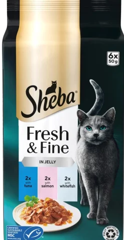 SHEBA ANNOSP. FRESH&FINE 6*50G KALALAJITELMA HYYTELÖSSÄ MSC 300 G
