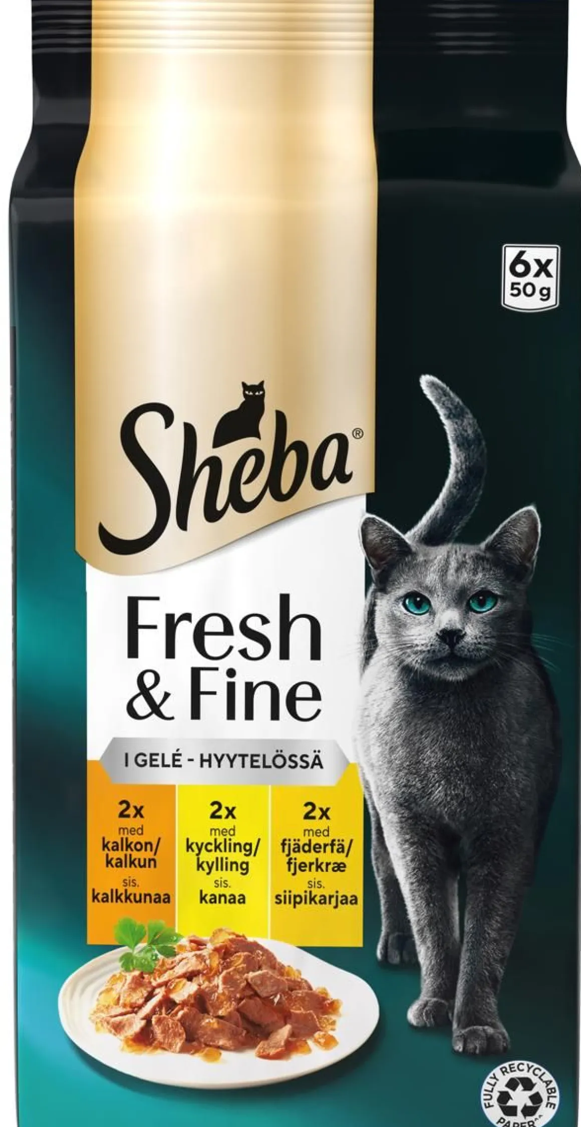 SHEBA ANNOSP. FRESH&FINE 6*50G SIIPIKARJALAJITELMA HYYTELÖSSÄ 300