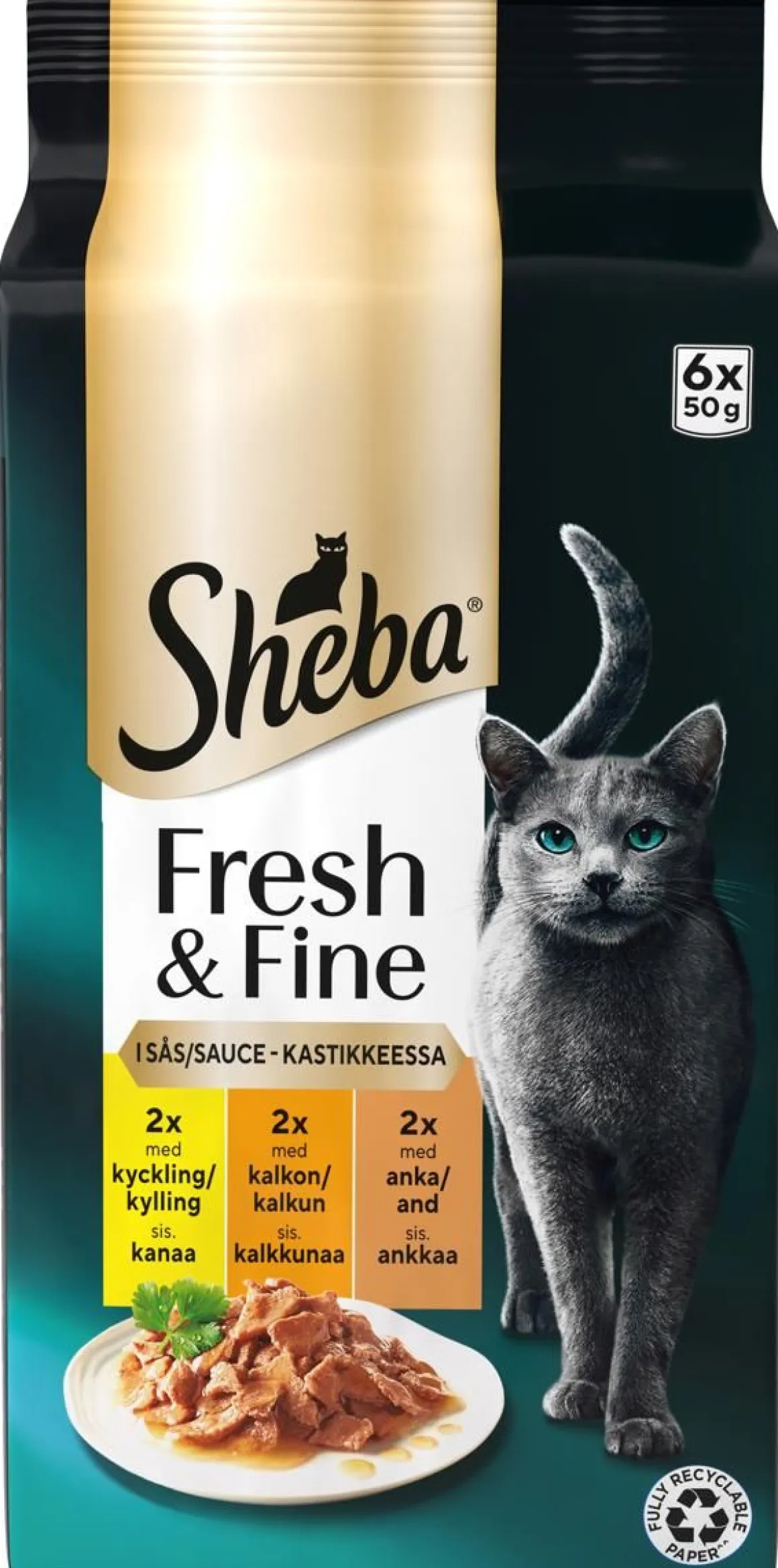 SHEBA ANNOSP. FRESH&FINE 6*50G SIIPIKARJALAJITELMA KASTIKKEESSA 30