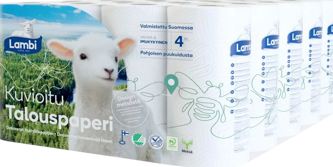 SÄKKI LAMBI TALOUSPYYHE KUVIOITU 20RL 20 KPL