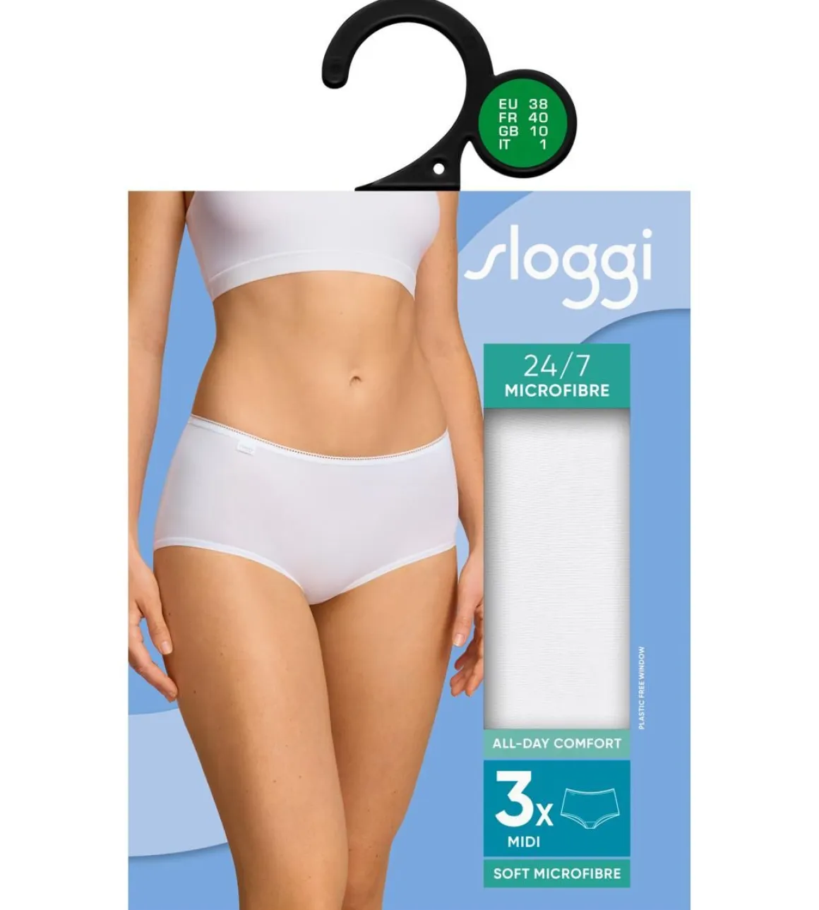 SLOGGI 24/7 MICROFIBRE H MIDI 3-PACK 38 VALKOINEN