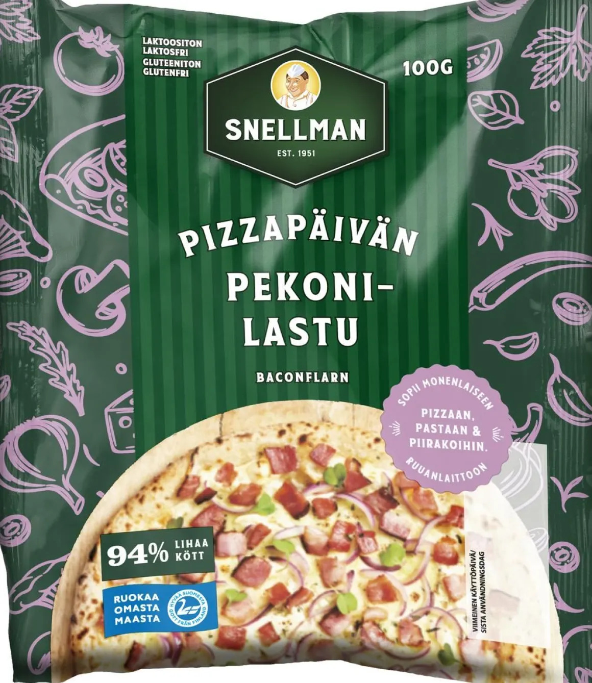 SNELLMAN PIZZAPÄIVÄN PEKONILASTU 100 G