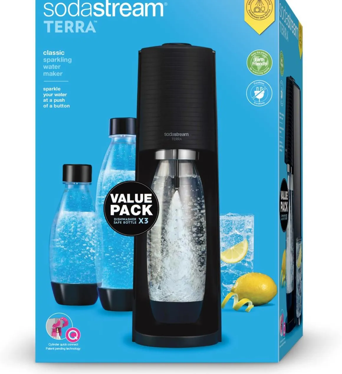 SODASTREAM TERRA MEGAPACK HIILIHAPOTUSLAITE MUSTA +3 PULLOA,