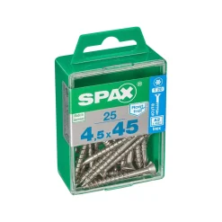 SPAX RUUVI TORX UPPOKANTA A2 RST TERÄS, OSAKIERRE 4,5X45 M 25KPL