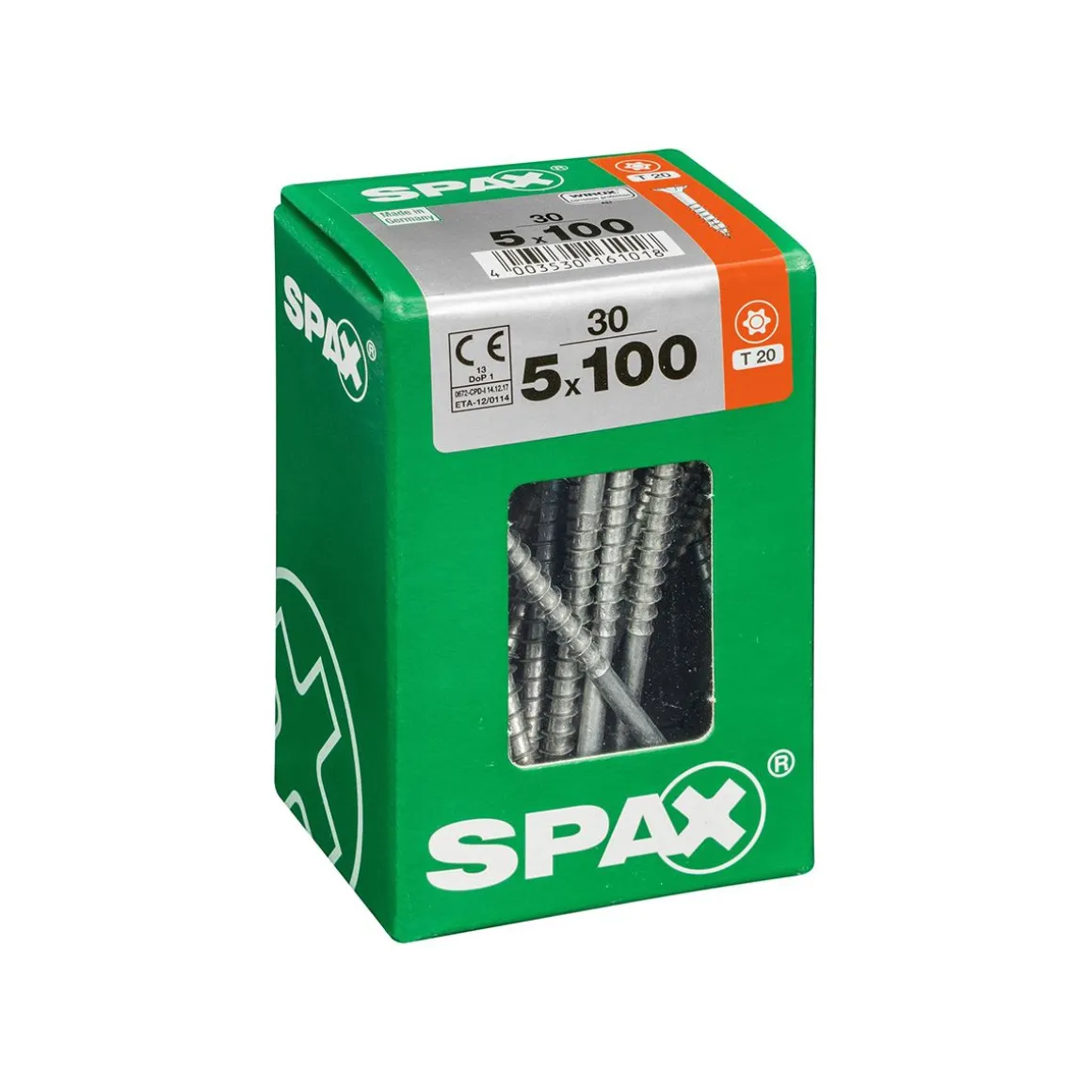 SPAX RUUVI TORX UPPOKANTA, OSAKIERRE WIROX 5X100 L 30KPL