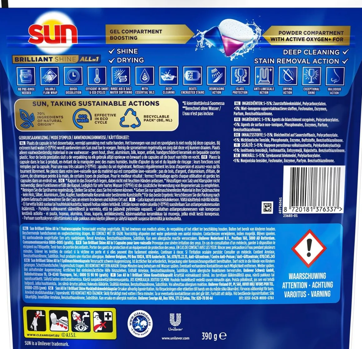 SUN ABSOLUTE BRILLIANT SHINE ALL-IN-1 KONETISKIKAPSELI 26 KPL
