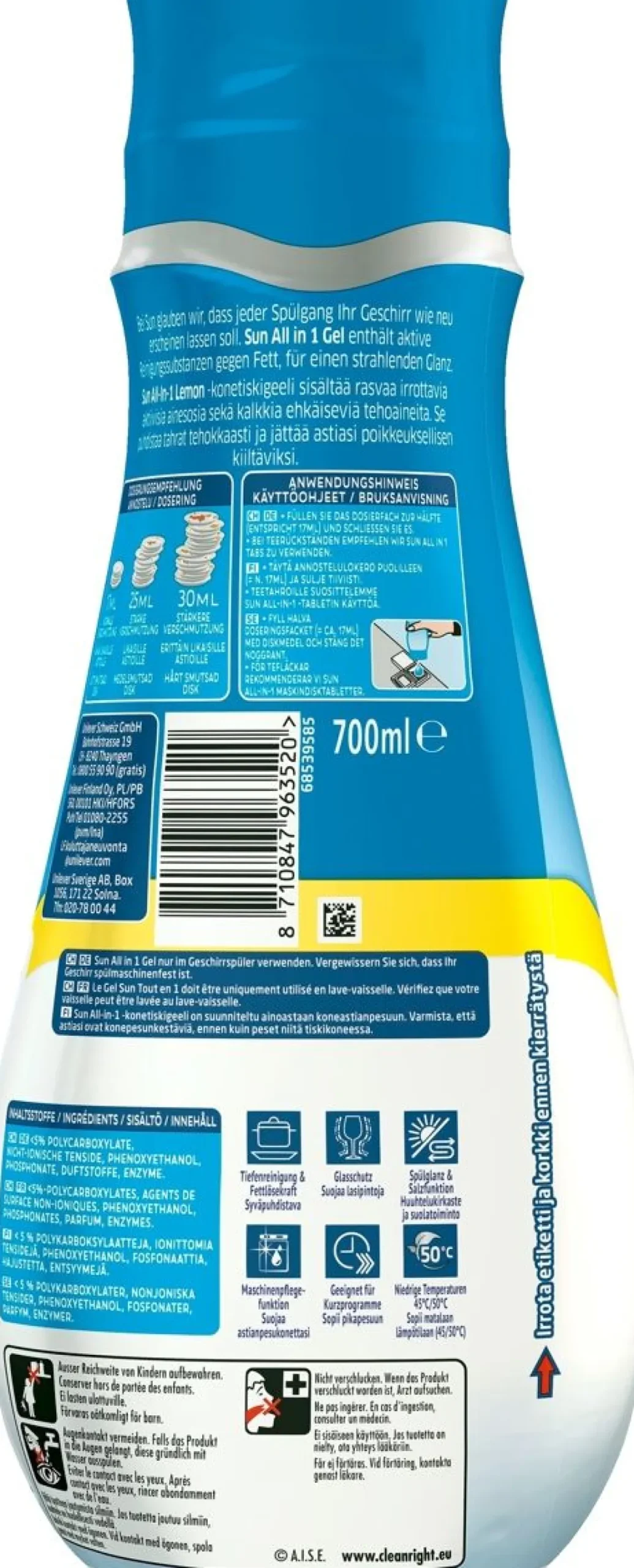 SUN ALL-IN-1 KONETISKIGEELI LEMON 700ML 700 ML