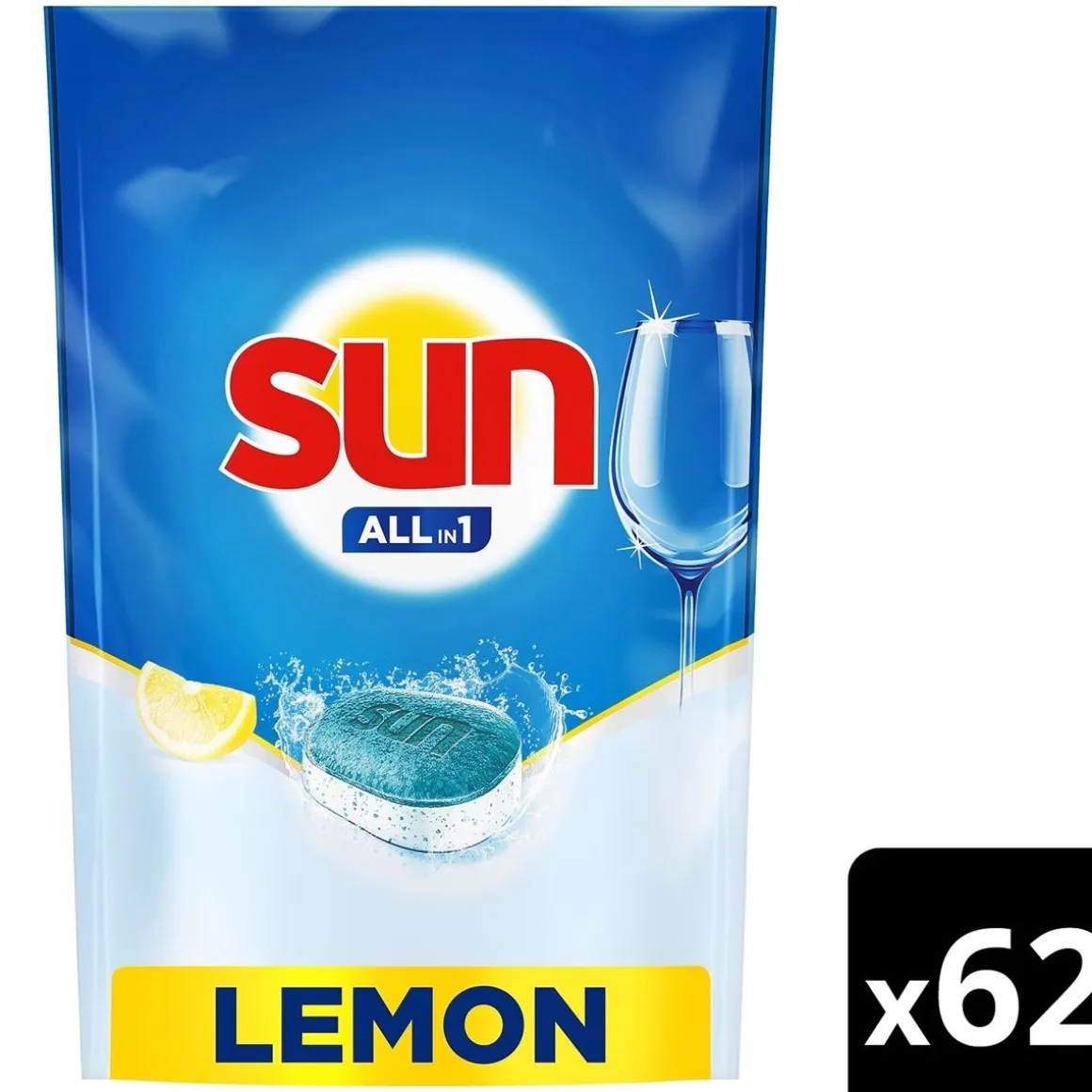 SUN ALL-IN-1 KONETISKITABLETTI LEMON 62 KPL