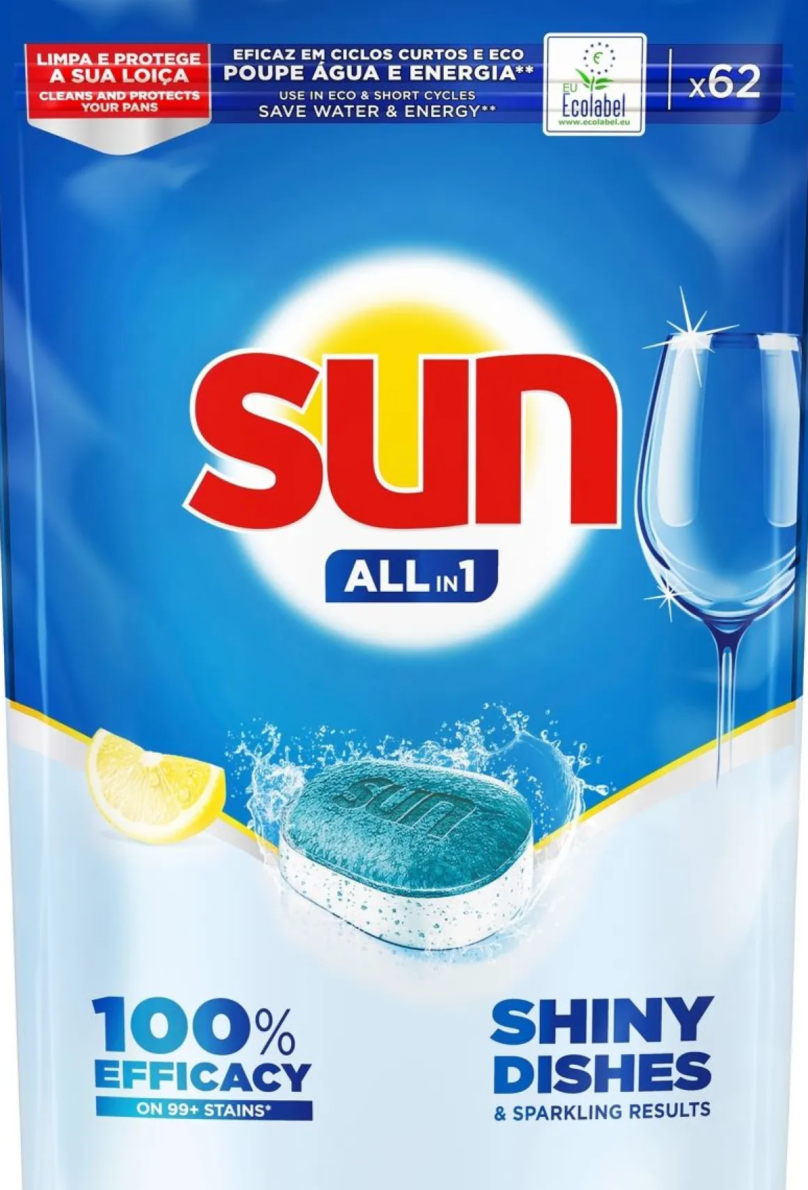 SUN ALL-IN-1 KONETISKITABLETTI LEMON 62 KPL