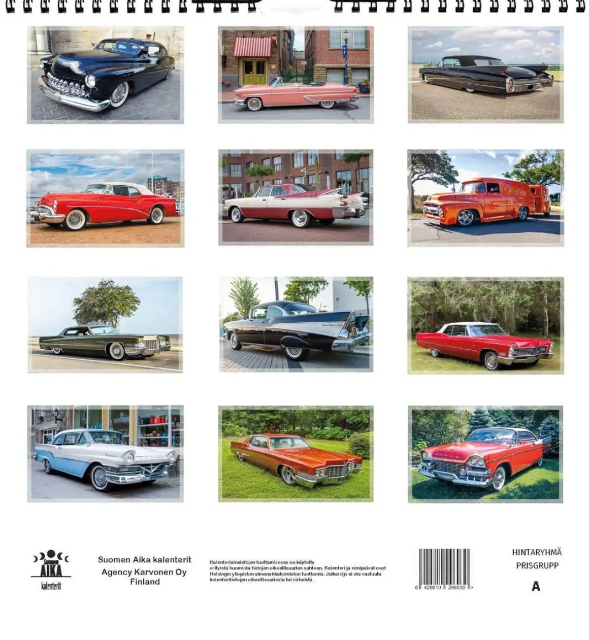 SUOMEN AIKA ISO SEINÄKALENTERI USA VINTAGE CARS