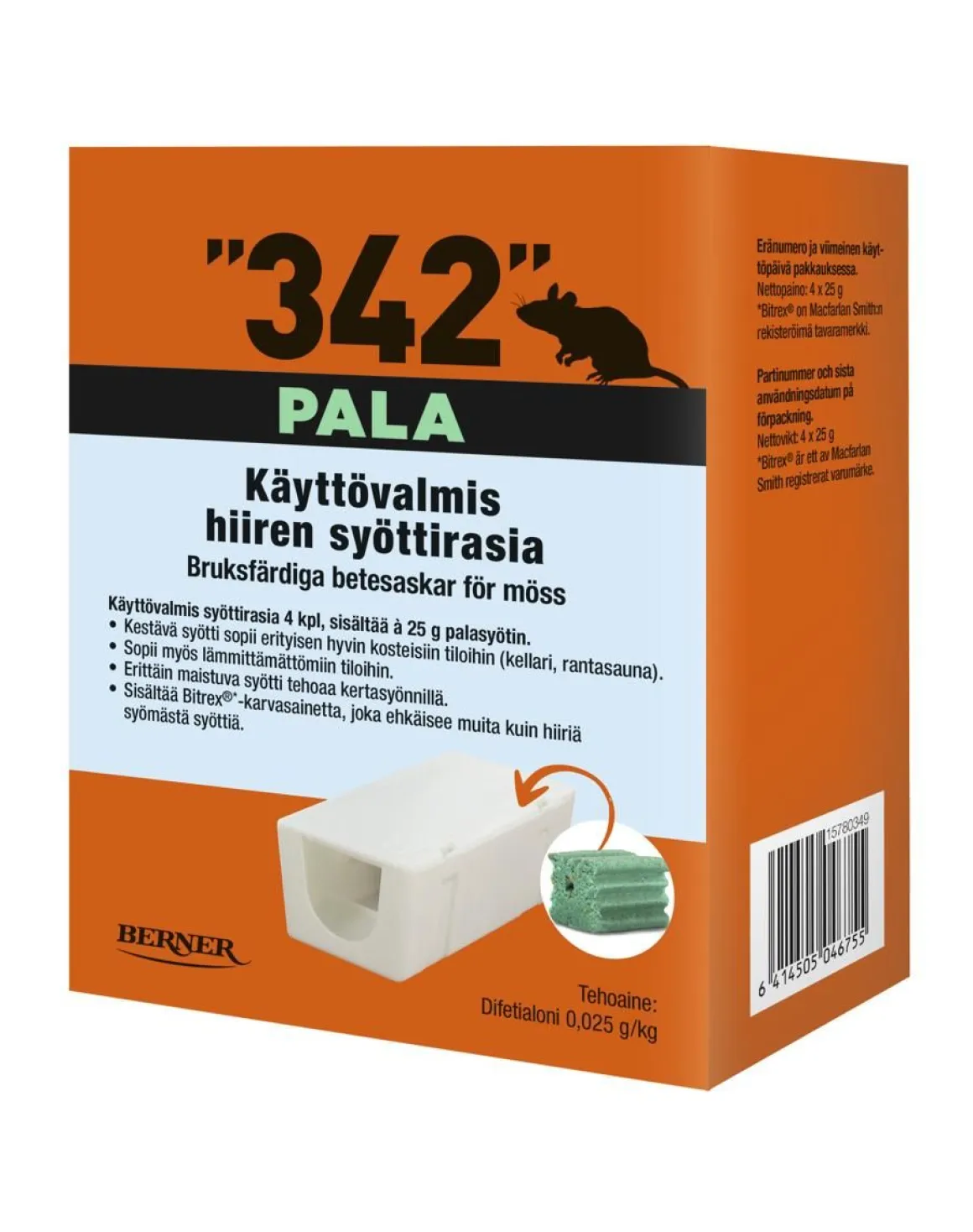 342 SYÖTTIRASIA, Á 25G PALASYÖTTI 4KPL