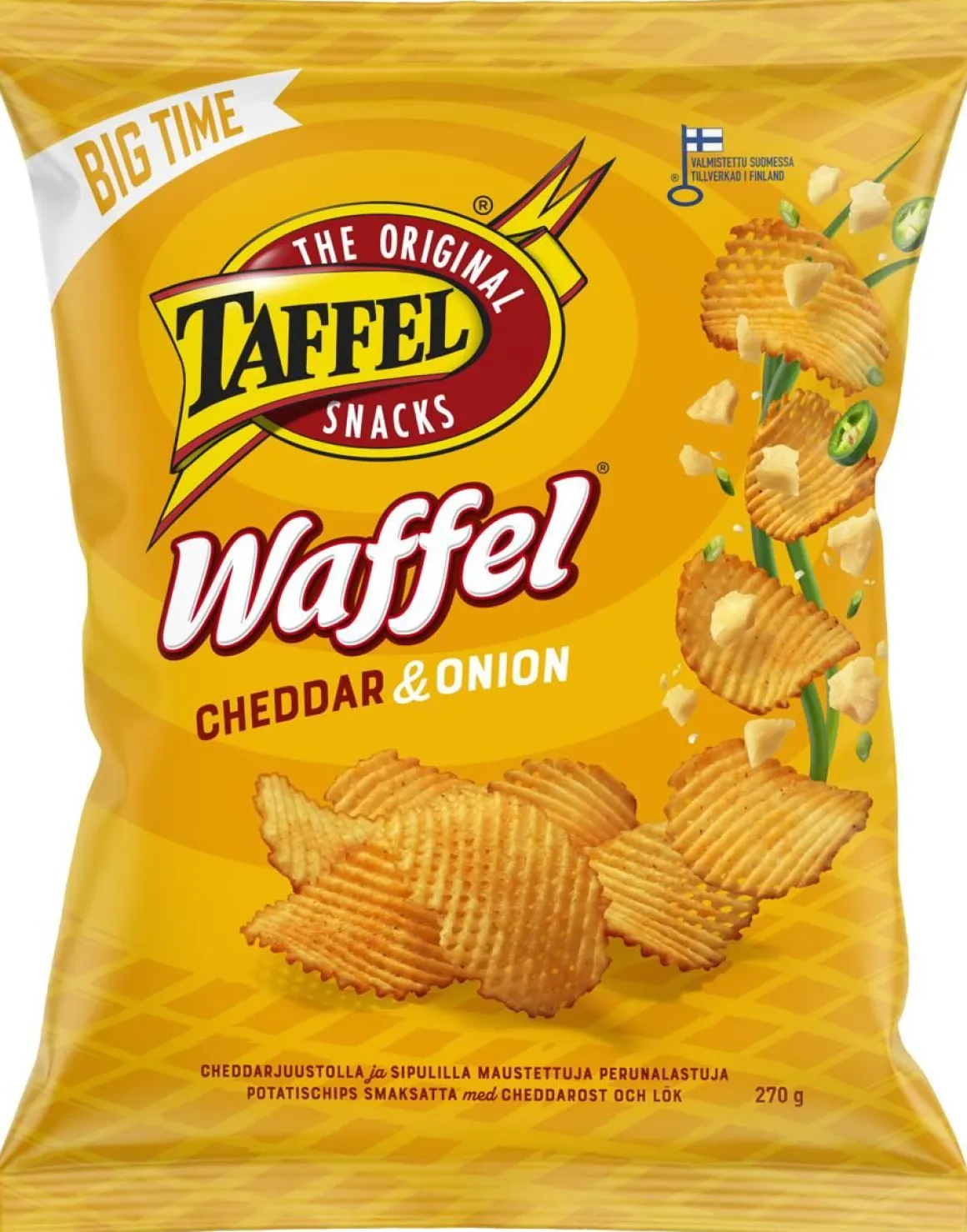 TAFFEL WAFFEL CHEDDAR & ONION MAUSTETTU SIPSI 270 G