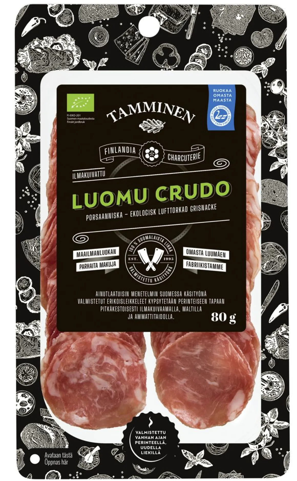 TAMMINEN ILMAKUIVATTU CRUDO LUOMU 80 G