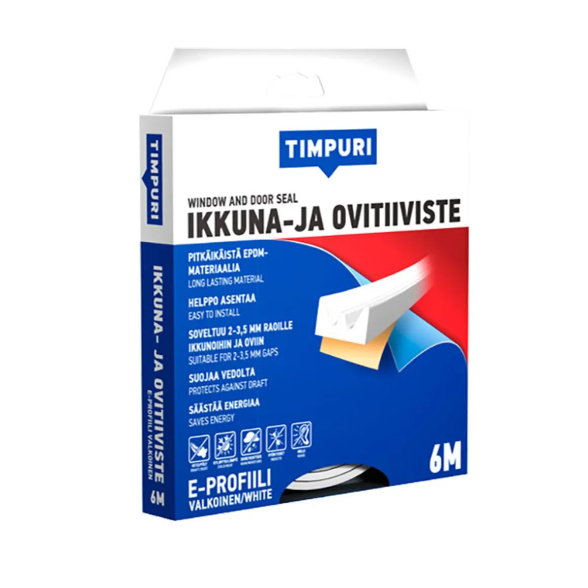TIMPURI IKKUNA- JA OVITIIVISTE E 6M VALKOINEN 6 M