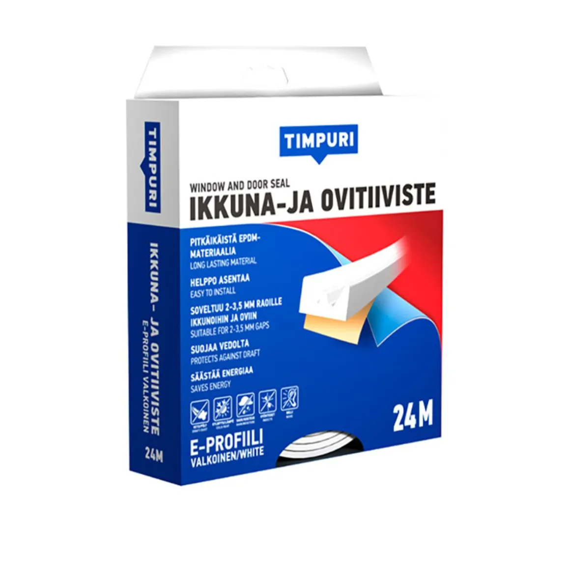 TIMPURI IKKUNA- JA OVITIIVISTE E 24M VALKOINEN 24 M