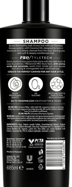 TRESEMMÉ FLAWLESS WAVES SHAMPOO COCONUT 685 ML